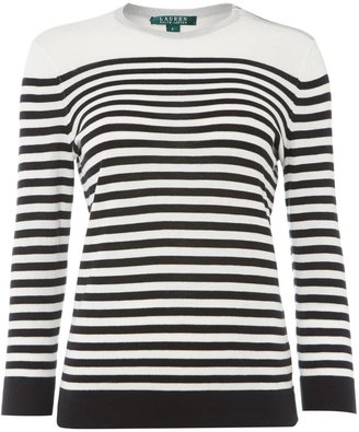 Lauren Ralph Lauren 3/4 sleeved striped crewneck top