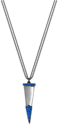 ABS by Allen Schwartz Hematite-Tone Blue Crystal Spike Pendant Necklace