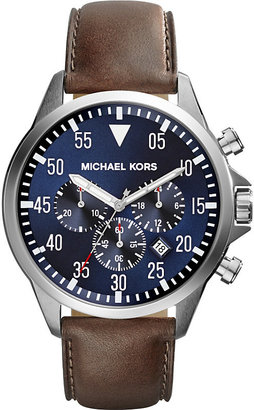 Michael Kors MK8362 Gage Stainless Steel and Leather Watch