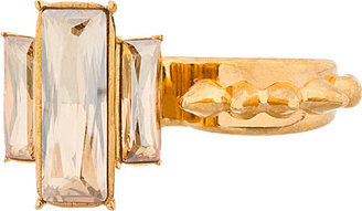 Alexander McQueen Gold Double Knuckle Studs & Stones Ring