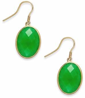 Macy's Dyed Jade Oval Drop Earrings in 14k Gold (16mm)
