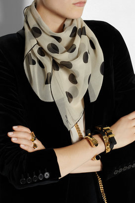 Saint Laurent Polka-dot silk-georgette scarf