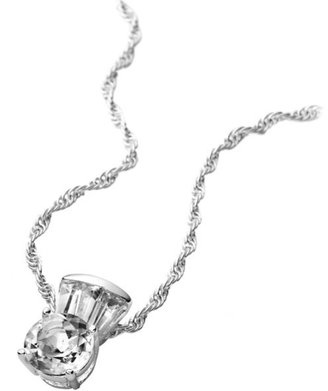 Silver Plated Round White Topaz Necklace