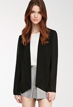 Forever 21 FOREVER 21+ Contemporary Dropped Lapel Chiffon-Sleeved Blazer