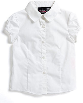 Nautica Woven Keyhole Sleeve Shirt-WHITE-Large