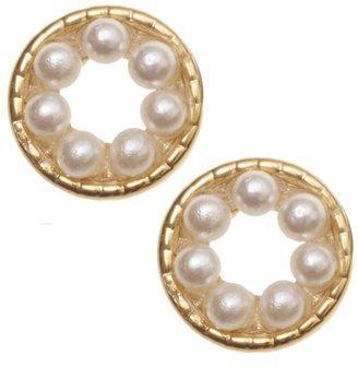 Oliver Bonas Tiny Round Pearl Stud Earrings