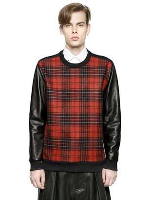 Givenchy Tartan Wool & Leather Sweatshirt