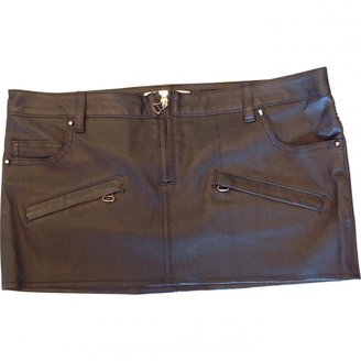 Balmain PIERRE Black Leather Skirt