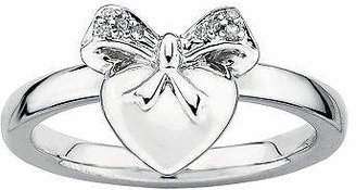 Personally Stackable Diamond-Accent Sterling Silver Heart Charm Ring Family