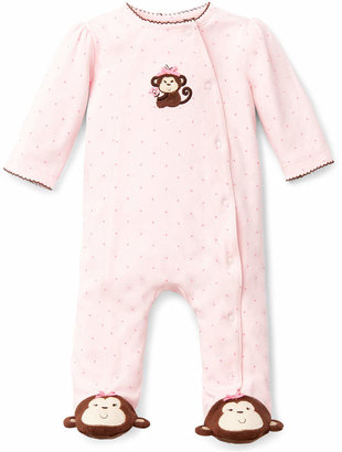 Little Me Baby Girls Pretty Monkey Footed Coverall