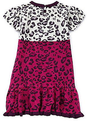 Hartstrings 2T-6X Pieced Leopard-Print Colorblock Sweater Dress