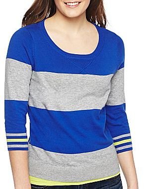 JCPenney jcp Striped Sweater - Petite