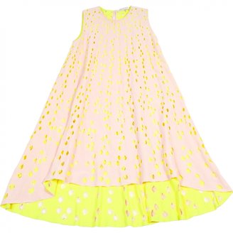 Christian Dior Openwork Dress In Pale Pink And Fluorescent Yellow
