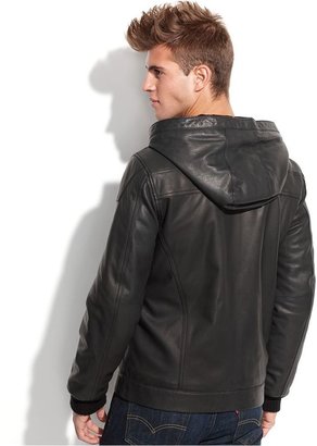 Vince Camuto Jacket, Hooded Washed Goat Leather Jacket