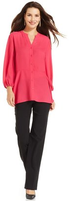 Style&Co. Button-Front Peplum Blouse