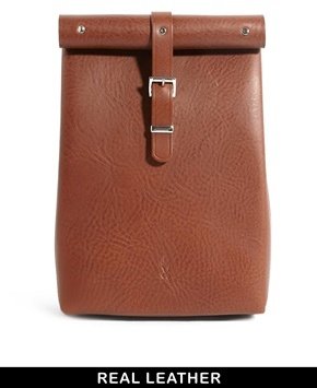Chloe Stanyon Roll Top Leather Backpack in Tan