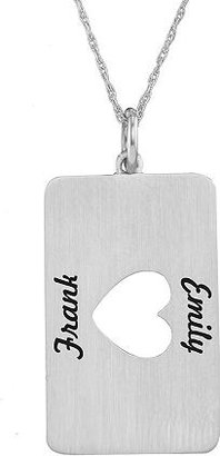Fine Jewelry Personalized 14K White Gold Rectangular Cut-out Heart with Names Pendant Necklace
