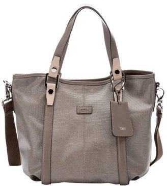Tod's stone coated canvas convertible top handle tote