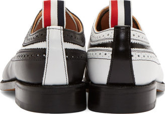 Thom Browne White & Black Leather Longwing Brogues