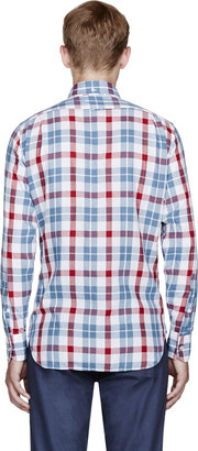 Thom Browne Red Light Flannel Plaid Classic Shirt