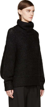 Helmut Lang Black Marled Knit Opacity Turtleneck Sweater