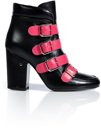 Laurence Dacade Black/Pink Leather Buckled Ankle Boots