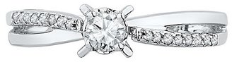 1/4 CT. T.W. Round Diamond Prong and Illusion Set Promise Ring in 10K White Gold
