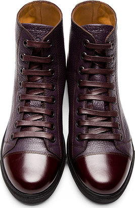 Marc Jacobs Plum Grained Leather High-Top Sneakers