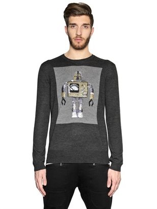 Markus Lupfer Soft Merino Sequin Robot Sweater