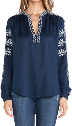 Velvet by Graham & Spencer Calli Embroidered Rayon Challis Top