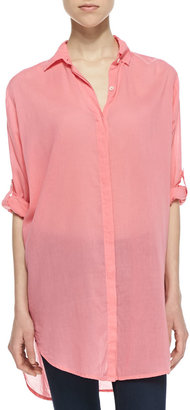 Sundry Oversized Tab-Sleeve Voile Shirt, Hibiscus