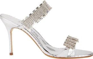 Manolo Blahnik Dallifaco Crystal-Strap Sandals-Silver