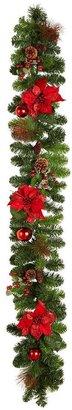 Red Poinsettia Christmas Garland - 6ft