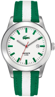Lacoste Men's Advantage Green and White Leather Strap Watch 42mm 2010501
