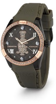 Christian Audigier Unisex INT-313 Intensity Black Argyle Ion-Plating Rose Gold Watch