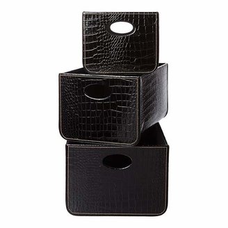 Biba Set of 3 black mock croc storage trays