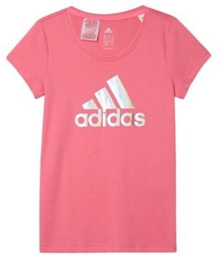 adidas Girl's pink metallic logo t-shirt