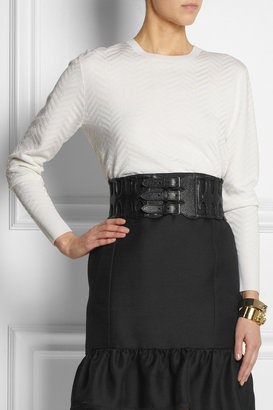 Alaia Cutout textured-leather waist belt