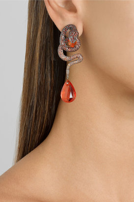 Lydia Courteille Snake 18-karat blackened gold multi-stone earrings