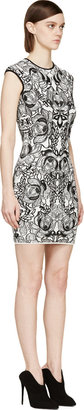 Alexander McQueen Black & White Knit Jacquard Sleeveless Dress