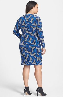 Calvin Klein Print Side Ruched Jersey Sheath Dress (Plus Size)