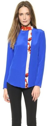 Thakoon Tie Neck Top with Printed Inset