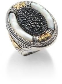 Konstantino Ismene Mother-Of-Pearl, Black Spinel, 18K Yellow Gold & Sterling Silver Large Oval Ring
