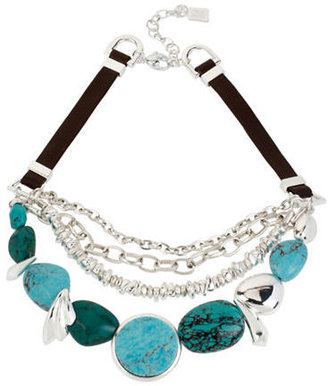 Robert Lee Morris Soho Semiprecious Turquoise Bead Leather Necklace
