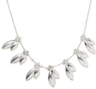 Pilgrim Silver multi leaf drop necklace