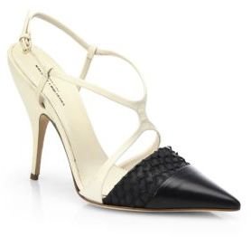Narciso Rodriguez Bicolor Leather Cage Pumps