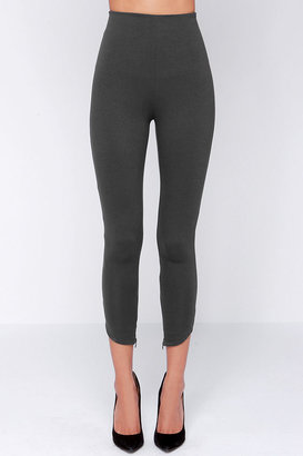 Lulus Fit to Kill Cropped Grey Leggings