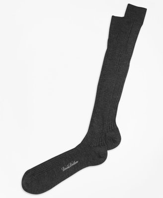 Brooks Brothers Merino Wool Ribbed Over-the-Calf Socks