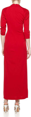 Melissa Masse Three-Quarter-Sleeve Asymmetric Maxi Dress, Red