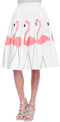 Alice + Olivia Hale Middie Flamingo-Print Skirt (Stylist Pick!)
